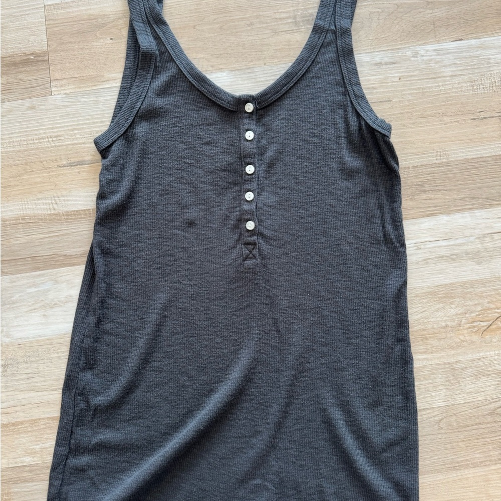 Aerie Women's Charcoal Button-Front Tank Top